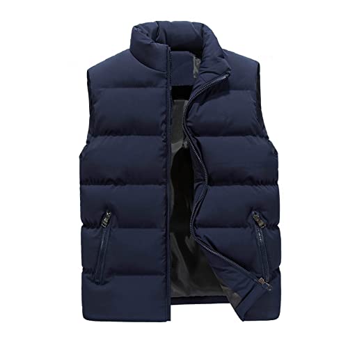 Generisch Daunenweste Herren, Outdoor Wasserdichte Softshell Ärmellose Jacke Mit Reißverschluss Taschen Herren Weste Blau Dünn Schwarz Westen Sport Softshellweste Winter Sport (XXL, Blue) von Generisch