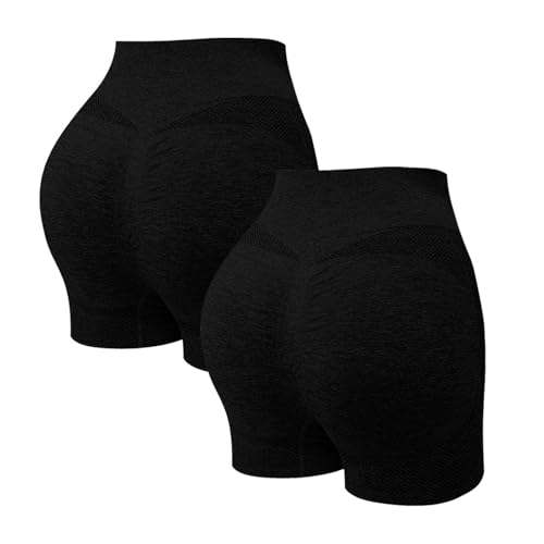 Generisch Day Prime Nahtlose Sporthose Kurz Leggings Butt Lift Kurze Sommer 2er Pack Radlerhose Hotpants Blickdicht Damen Gym Shorts Dehnbar Bequem für Yoga Fitness von Generisch