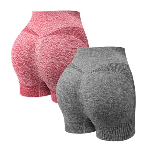Generisch Day Prime Scrunch Butt Lifting Workout Shorts Hidden Auswirkungen Short Blickdicht Sommer Lauf Fitnessstudio Biker für Damen Vorne Hinten High Waist Nahtlos Sportshorts von Generisch
