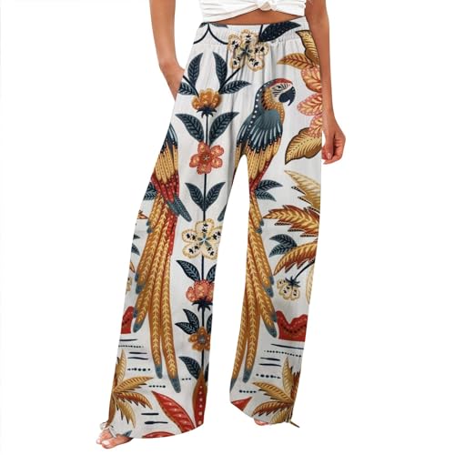 Generisch Deal des Tages Deal des Tages Heute Weite Sommerhose Damen Leicht Und Luftig High Waist Strandhose Lang Freizeithose Sommer Palazzo Hose Bequem Stoffhose Bestellungen von Generisch