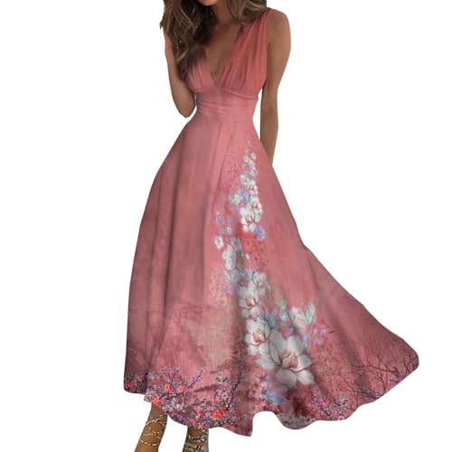 Generisch Deal des Tages Heute Top Deals des Tages Sommerkleid Damen Lang Boho Kleid Strandkleid V-Ausschnitt Abendkleider Elegant Für Hochzeit Sommerkleider Leicht Und Luftig Maxikleider Labor Day von Generisch