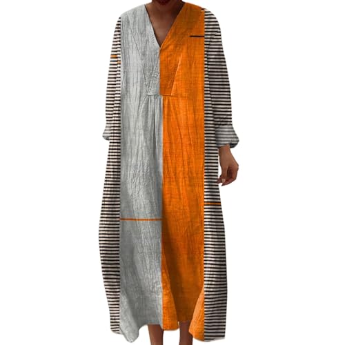 Generisch Deals of The Day, Satin Kleid Damen, Strandkleid Lang Maxikleider V Ausschnitt Sommerkleider Leicht Und Luftig Boho Kleid Elegante Midikleid Freizeitkleid, Boho Kleid von Generisch