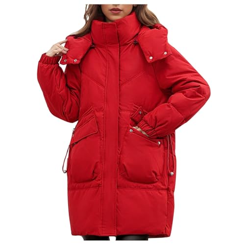 Generisch Deals of The Day Winterjacke Damen Warm Lang Steppmantel Winter Mantel Steppjacke Parka Mit Kapuze Outdoorjacke Wintermantel Übergangsjacke Elegante Black Friday Angebote von Generisch