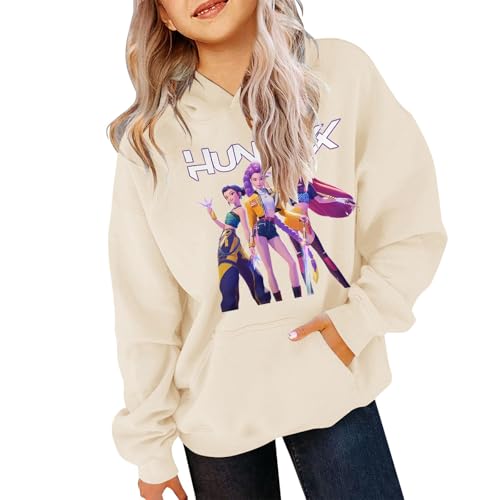 Generisch Demons Hunters Jungen Mädche Kinder Hoodie – K-Pop Kapuzenpullover im Vintage Anime Look, Streetwear Sweatshirt für Freizeit & Schule von Generisch