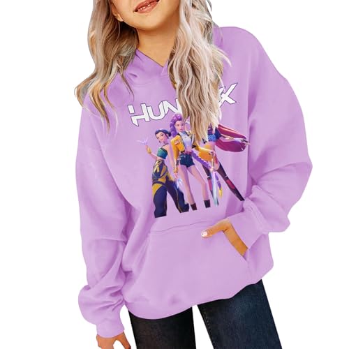 Generisch Demons Hunters Jungen Mädche Kinder Hoodie – K-Pop Kapuzenpullover im Vintage Anime Look, Streetwear Sweatshirt für Freizeit & Schule von Generisch