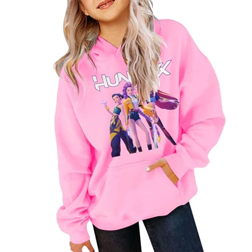 Generisch Demons Hunters Jungen Mädche Kinder Hoodie – K-Pop Kapuzenpullover im Vintage Anime Look, Streetwear Sweatshirt für Freizeit & Schule von Generisch