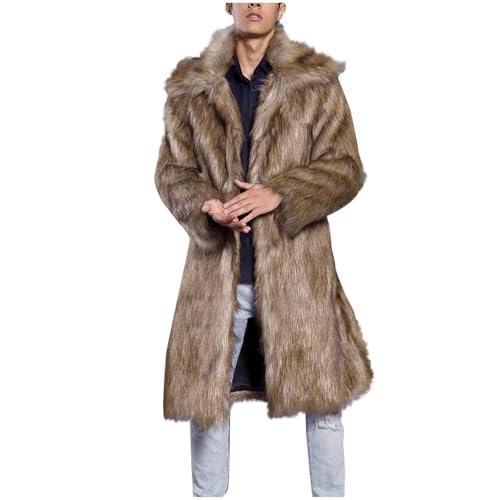 Generisch Der Discounter Pelzmantel Herren Lang Einfabrig Fellmantel Modisch Kunstfell Winterjacke Winter Kunstpelz Jacke Thermal Revers Pelzjacke Warm Wintermantel Felljacke Outdoor Fux Fur von Generisch