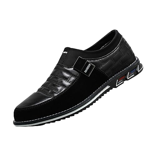 Generisch Diabetiker Schuhe Herren Extra Weit Slip Casual für Kleid, Arbeit, formelle Hochzeit, Herrenschuhe, Business-Herren-Lederschuhe Skate Schuhe Herren (Black, 40) von Generisch