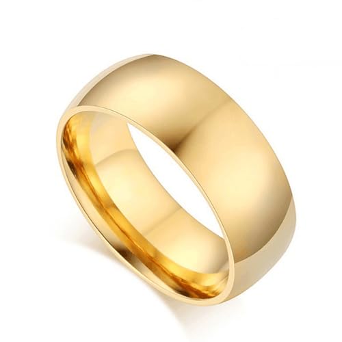 Generisch Dicker Ring (8 mm), Minimalistischer Legierungsring für Damen und Herren, Hochwertiger Polierter Ehering, Gold, Größe 12 von Generisch