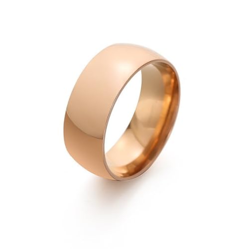 Generisch Dicker Ring (8 mm), Minimalistischer Legierungsring für Damen und Herren, Hochwertiger Polierter Ehering, Roségold, Größe 12 von Generisch