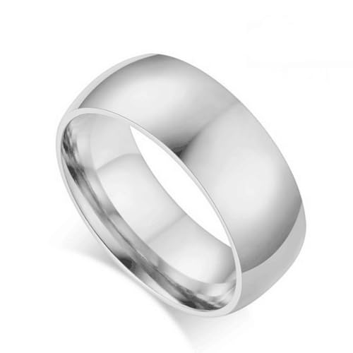 Generisch Dicker Ring (8 mm), Minimalistischer Legierungsring für Damen und Herren, Hochwertiger Polierter Ehering, Silber, Größe 9 von Generisch