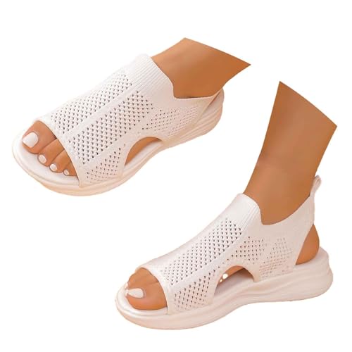 Generisch Die Discounter, Sandalen Damen Orthopädische Turnschuhe Sommerschuhe Flache Strand Netz Offene Schuhe Sommer Sandaletten Leichte Freizeit Damenschuhe Weiße 41 von Generisch