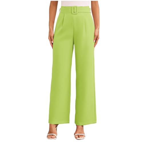 Generisch Die Discounter Anzughose Damen High Waist Business Hose Elegant Weite Stoffhose Einfarbig Palazzo Hose Gerade Bein Freizeithose Arbeitshose mit Taschen Leichte Wide Leg Pants Hose Für Büro von Generisch