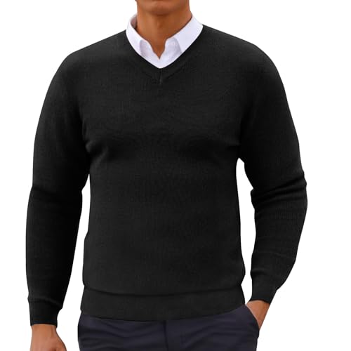 Generisch Die Discounter Strickpullover Herren Lässig V-Ausschnitt Pullover Langarm Stretch Strickpulli Slim Fit Einfarbig Sweatshirt Strick Pulli Teenager Mädchen Base Layer von Generisch