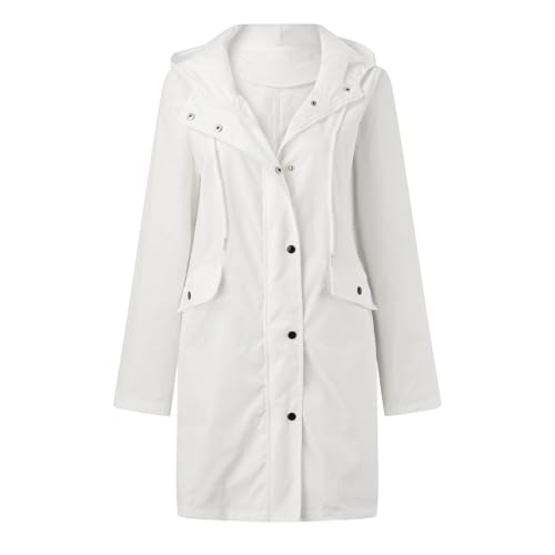 Generisch Die Discounter Ubergangsjacke Damen Wasserdicht Regenjacke Atmungsaktiv Leicht Einfarbig Jacke mit Kapuze Winddicht Softshelljacke Langes Übergangsjacke Regenmäntel Wandern Laufen von Generisch