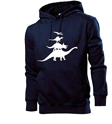 Generisch Dino Stadtmusikanten Männer Hoodie Sweatshirt Navy L von shirt84