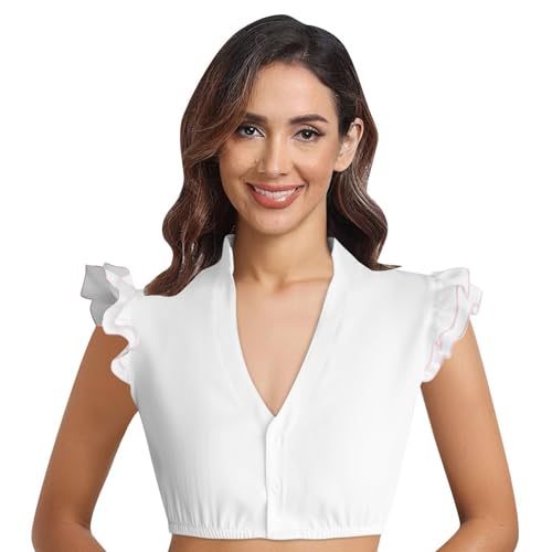 Generisch Dirndl Bluse Damen,Dirndl Bluse,Dirndlbluse Spitze,Dirndlbluse,Einzigartige Brustausschnitt Kurzarm Dirndlbluse Blusen Damen Langarm Dirndlbluse Damen 3/4 Arm Spitze von Generisch