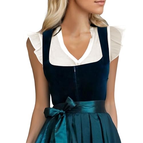 Generisch Dirndl Bluse Damen Dirndlbluse Spitze Trachtenbluse Kurzarm Weiß Blusen Oktoberfest V-Ausschnitt Oktoberfest Damen Bluse Partys/Arbeit von Generisch