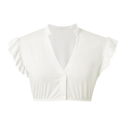 Generisch Dirndl Bluse Damen Dirndlbluse Spitze Trachtenbluse Langarm Weiß Bluse Oktoberfest Spitze Dirndl Blusen Dirndlbluse Hat Einen Eleganten V-Ausschnitt und Sexy Spitze von Generisch