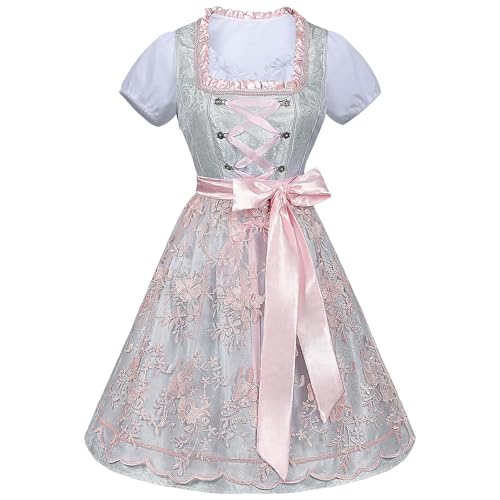 Generisch Dirndl Bluse Damen Spitze, Dirndl Tshirt Damen, Midi Dirndl-Komplettsets Trachtenkleid Modern Oktoberfest Outfit Dirndlkleid Dirndlbluse Schürze Trachtenmode Kleid, Primeday 2025 Angebote von Generisch