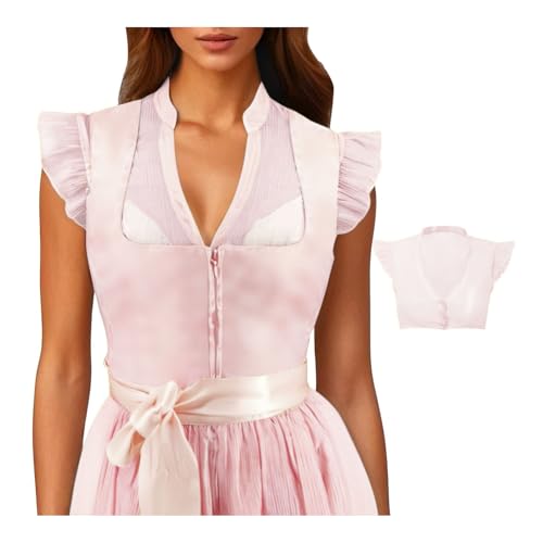 Generisch Dirndl Bluse Damen Spitze Dirndlbluse Weiß Kurzarm Trachtenbluse Dirndlbluse Flügelärmel Hochgeschlossen Oktoberfest Damen Outfit Elegante Spitzenbluse Dirndlblusen Schwarz Tracht Bluse von Generisch