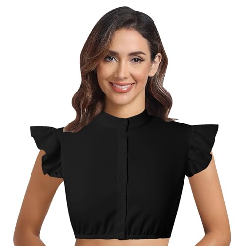 Generisch Dirndl Bluse Damen Spitze Dirndlbluse Weiß Trachtenbluse V-Ausschnitt Dirndlblusen Halbarm Oktoberfest Spitzenbluse mit Knopf Bluse Dirndl Weiß Spitze Trachten,Trachtenbluse Damen von Generisch