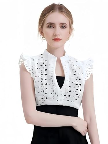 Generisch Dirndl Bluse Damen Weiß-Dirndlbluse Flügelärmel Spitze Trachtenbluse für Oktoberfest von Generisch
