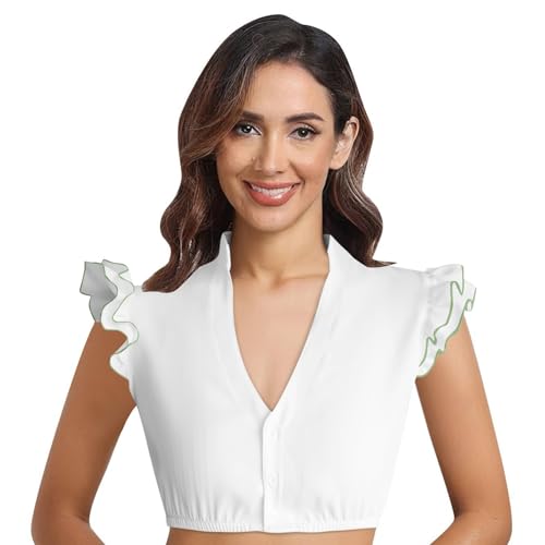 Generisch Dirndl Bluse Damen Weiß - Dirndlbluse Kurzarm Trachtenblusen Dirndlblusen für Oktoberfest Dirndlbluse Grün S-6XL von Generisch