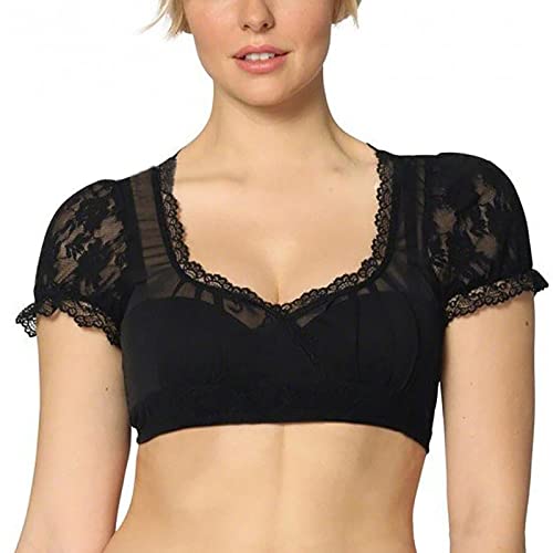 Generisch Dirndl Bluse Damen Weiß - Dirndlbluse Kurzarm Trachtenblusen Dirndlblusen für Oktoberfest Trachtenbluse Lang Dirndlbluse Weiß Schlicht Langarm von Generisch