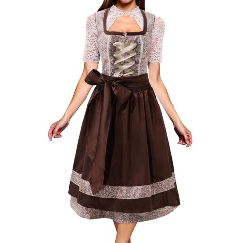 Generisch Dirndl Damen, Dirndl Damen Midi Trachtenkleid Elegant Abendkleider Dirndlschürze Trachtenrock Spitze Dirndlbluse Für Frauen Karneval Oktoberfest Party Besondere Anlässe von Generisch