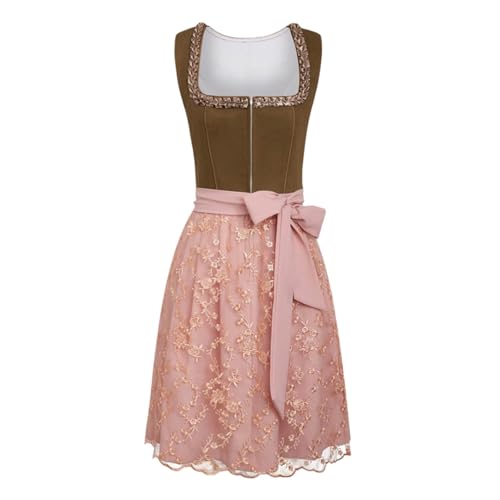 Generisch Dirndl Damen Midi Oktoberfest Trachtenkleid Trachtenrock Dirndl-Komplettsets Lang Festlich Große Größen Dirndlkleid Dirndlbluse Elegant Retro Dirndlkleider Trachtenmode von Generisch