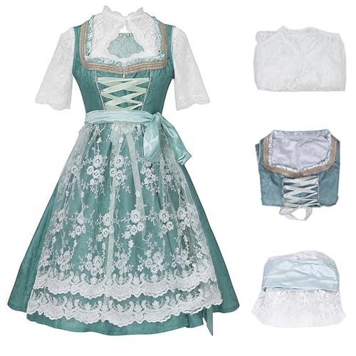Generisch Dirndl Damen Midi Trachtenkleid Elegant Abendkleider Dirndlschürze Trachtenrock Spitze Dirndlbluse Karneval Oktoberfest Midi Dirndlkleid Große Größen Trachtenkleid für Oktoberfest von Generisch