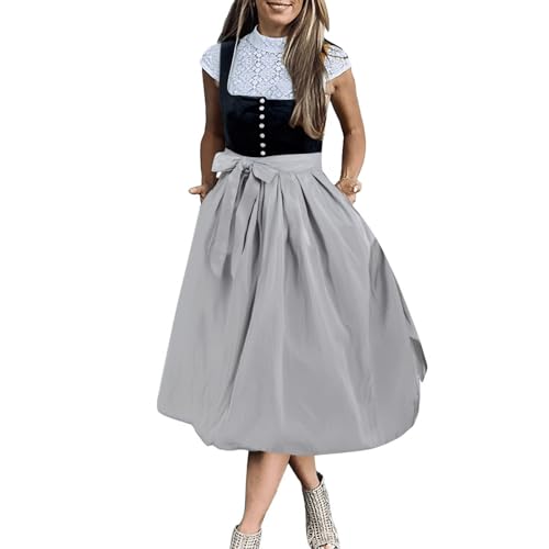 Generisch Dirndl Damen Midi Trachtenkleid Elegant Oktoberfest Kleider, Trachtenmode Kleid Dirndl Damen Große Größen für Oktoberfest Besondere Anlässe von Generisch