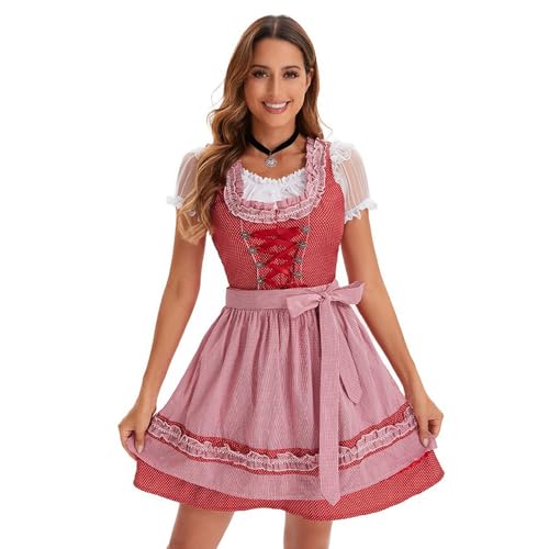 Generisch Dirndl Damen Midi Trachtenkleid Trachtenmode Trachtenrock Dirndlkleid Dirndlbluse Dirndlschürze Für Frauen Oktoberfest Besondere Anlässe Mittelalter Kleidung Set Cosplay Outfits 2025 von Generisch