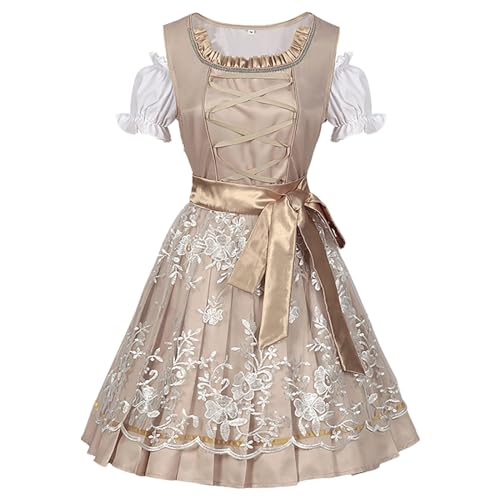 Generisch Dirndl Damen Midi Trachtenkleid Trachtenmode Trachtenrock Kleid Abschlusskleid Lang Oktoberfest-Kleidung von Generisch