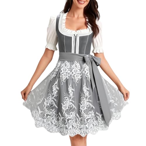 Generisch Dirndl Damen Midi Trachtenkleid Trachtenmode Trachtenrock Kleid für Oktoberfest Besondere Anlässe DirndlRot Komplettsets Oktoberfest Outfit,Dirndl Samt von Generisch
