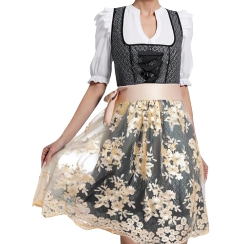 Generisch Dirndl Damen Midi Trachtenkleid Trachtenmode Trachtenrock Kleid für Oktoberfest Besondere Anlässe DirndlRot Komplettsets Oktoberfest Outfit,Dirndl Samt von Generisch