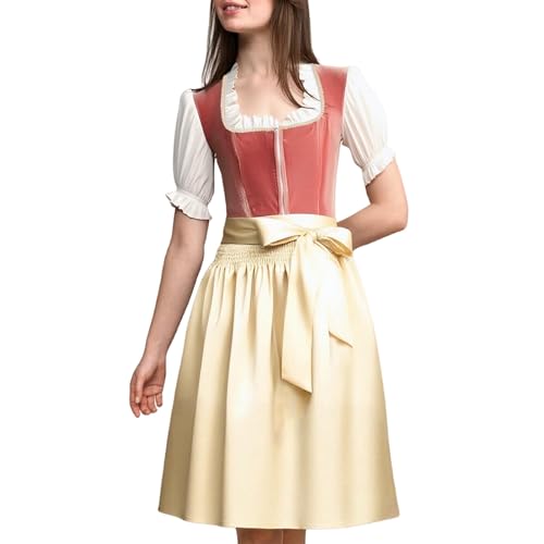 Generisch Dirndl Damen Midi Trachtenkleid Trachtenmode Trachtenrock Kleid für Oktoberfest Besondere Anlässe DirndlRot Komplettsets Oktoberfest Outfit,Dirndl Samt von Generisch