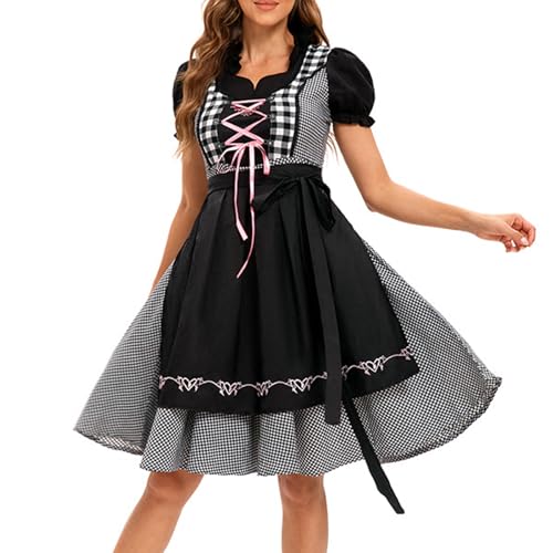 Generisch Dirndl Damen Midi Trachtenkleid Trachtenmode Trachtenrock Kleid für Oktoberfest Besondere Anlässe S-5XL von Generisch