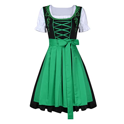Generisch Dirndl Damen Midi Trachtenkleid Trachtenmode für Oktoberfest Dirndlkleid mit Spitzenschürze Dirndl Pink Dirndl Damen von Generisch