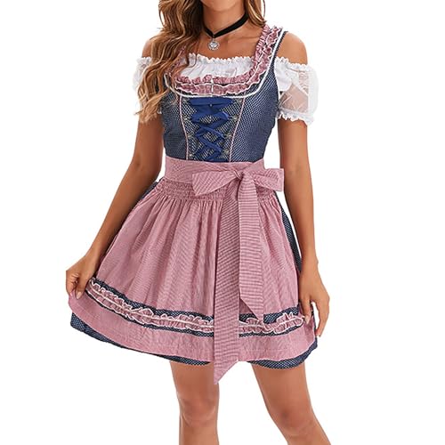 Generisch Dirndl Damen midi Lang Bier Festival Trachtenkleid Kleid mit Dirndl Schürze Dirndlbluse Oktoberfest Trachtenkleid für Kleid Maskerade Ausgefallenes Partykleid von Generisch