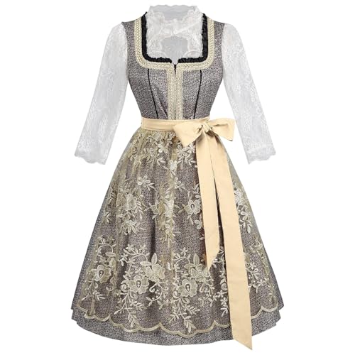 Generisch Dirndl Jacke Damen, Dirndl Stretch, Midi Dirndl-Komplettsets Trachtenkleid Modern Oktoberfest Outfit Dirndlkleid Dirndlbluse Schürze Trachtenmode Kleid, Blitzangebote des Tages von Generisch
