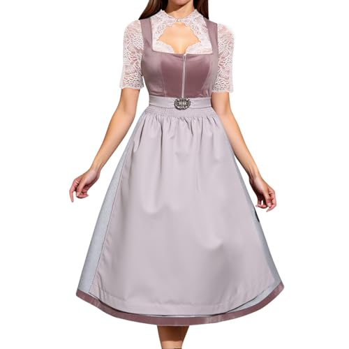 Generisch Dirndl Samt, Dirndl Damen Midi Trachtenkleid Elegant Abendkleider Dirndlschürze Trachtenrock Spitze Dirndlbluse Für Frauen Karneval Oktoberfest Party Besondere Anlässe von Generisch