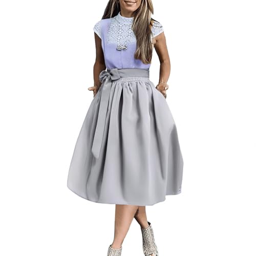 Generisch Dirndl für Damen Midi Trachtenkleid Set 3 teilig mit Trachtenrock Dirndlbluse Dirndlschürze Trachtenrock Damen S-6XL von Generisch