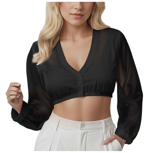 Generisch Dirndlbluse Damen Dirndl Bluse Damen Bierbekleidung Dirnd Langarm Traditionelle Dirndl Bluse Langärmelige Transparent V Ausschnitt Trachtenbluse für Oktoberfest BayrischeTracht (S) von Generisch