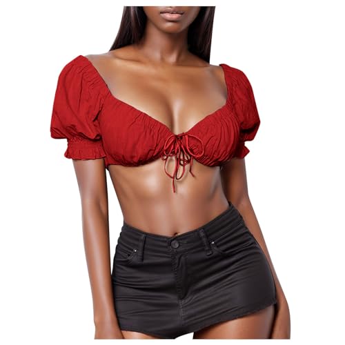 Generisch Dirndlbluse Damen Dirndl Bluse Damen Mit Spitze Trachtenmi Oktoberfest Spitzenbluse Elegantes Wunderschönes Trachtenbluse Karneval Hochwertig Kleidung Atmungsaktiv Bequeme Halbarm von Generisch