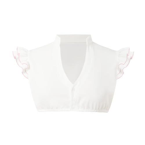 Generisch Dirndlbluse Damen Kurzarm Bluse Trachten Trachtenbluse Flügelärmel Dirndl Dirndlbluse Hochgeschlossen Oktoberfest Kostüm Halbarm Schwarze Bluse Elegante Spitzenbluse Spitze DirndlBlusen (S) von Generisch