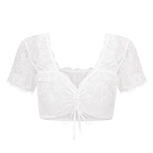 Generisch Dirndlbluse Damen Spitze Langarm Damen Dirndlbluse Spitze v Ausschnitt Bluse halbarm Damen Baumwolle Dirndlbluse Spitze weiß 48 Spitzenbluse Dirndl rot Dirndlbluse mit flügelärmel von Generisch