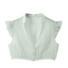 Generisch Dirndlbluse Transparent Dirndl Bluse Damen Flügelärmel Trachtenbluse Weiß Dirndlbluse Hochgeschlossen Kurzarm DirndlBlusen V Ausschnitt Trachtenbluse Trachten Oberteil für (White, S) von Generisch
