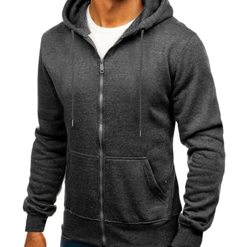 Generisch Discounter Sweatjacke Herren mit Kapuze Warm Fleece Übergangsjacke Einfarbig Zip Hoodie Fleecejacke Große Größen Langarm Kapuzenjacke Freizeit Sport Kapuzenpullover Winter Freizeitjacke von Generisch